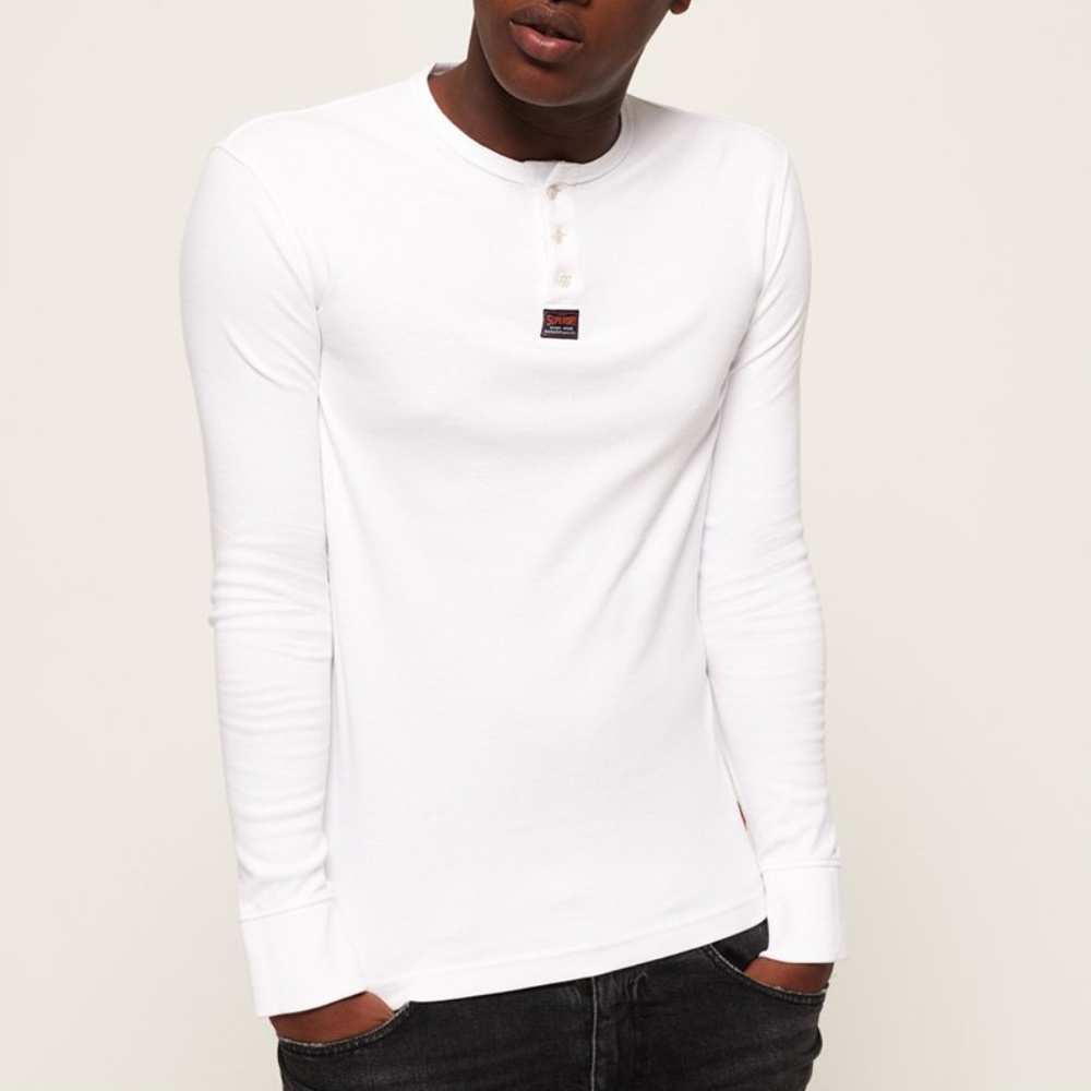 Superdry Grandad Long Sleeve Top - White